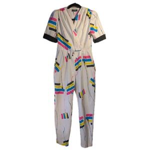 EUC 1980's Paint Jumpsuit Women 28" Waist Vintage Stranger Splash Splatter Paint